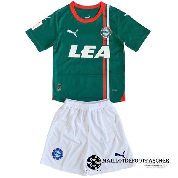 Exterieur Conjunto De Enfant Alavés 2023 2024 Vert Blanc Maillot De Foot Personnalisé Pas Cher